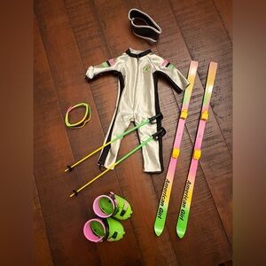 American Girl downhill racer ski outfit with ski gear and accessories.  EUC